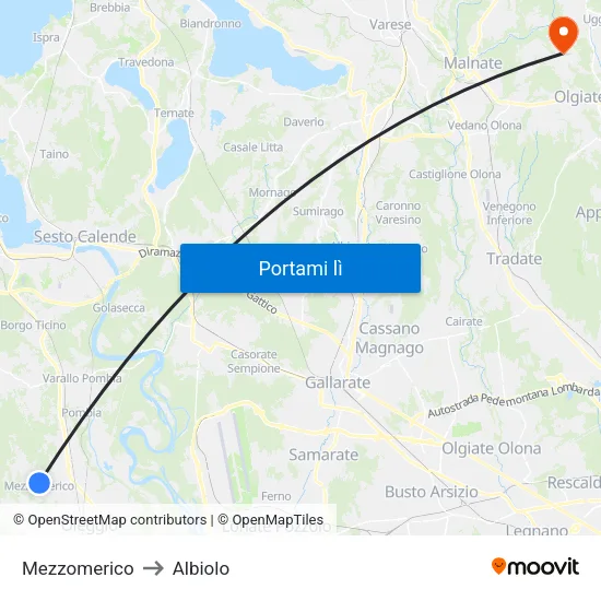 Mezzomerico to Albiolo map