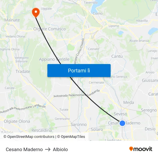 Cesano Maderno to Albiolo map