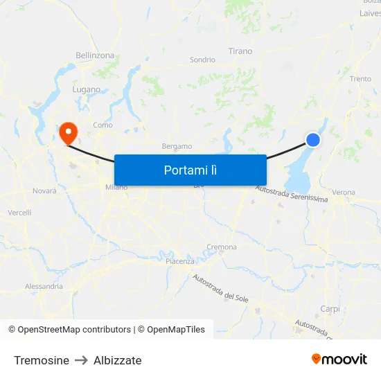 Tremosine to Albizzate map