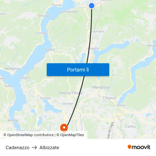 Cadenazzo to Albizzate map