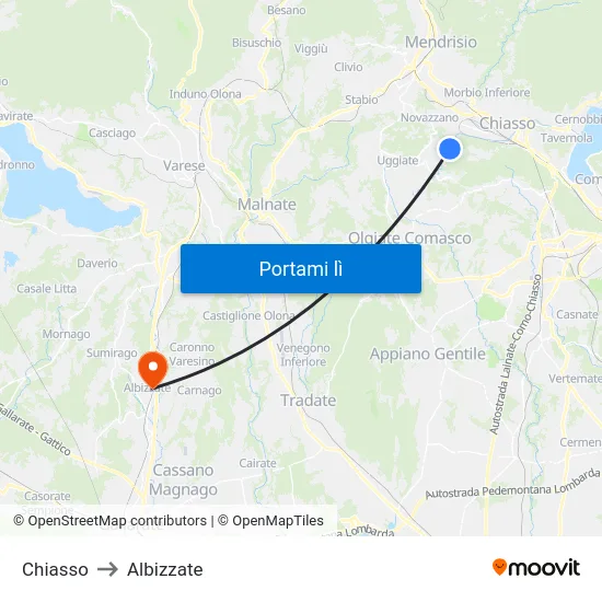 Chiasso to Albizzate map