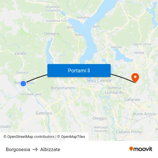 Borgosesia to Albizzate map