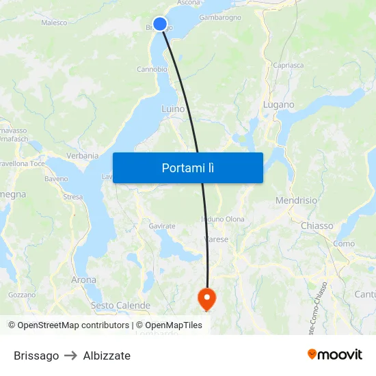 Brissago to Albizzate map