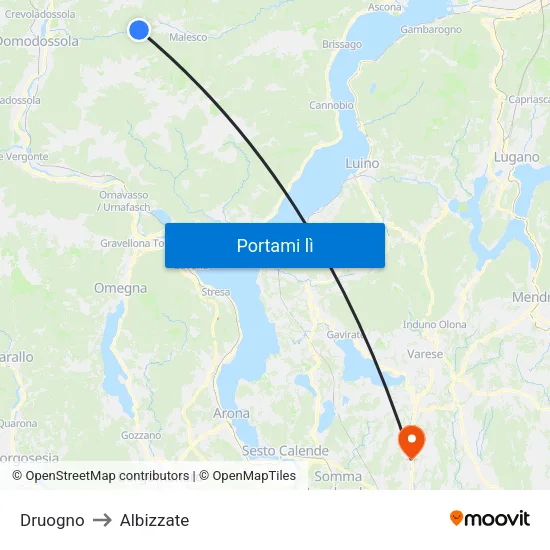 Druogno to Albizzate map