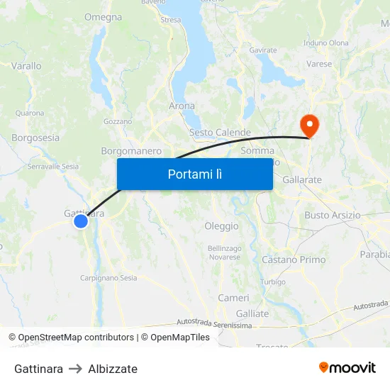 Gattinara to Albizzate map