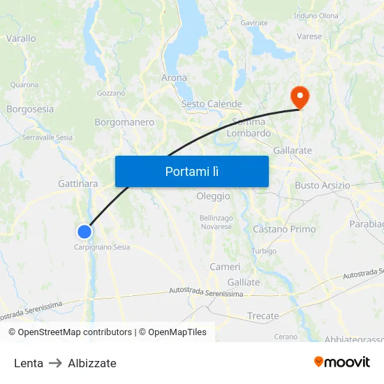 Lenta to Albizzate map