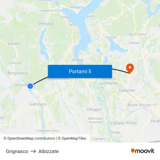 Grignasco to Albizzate map