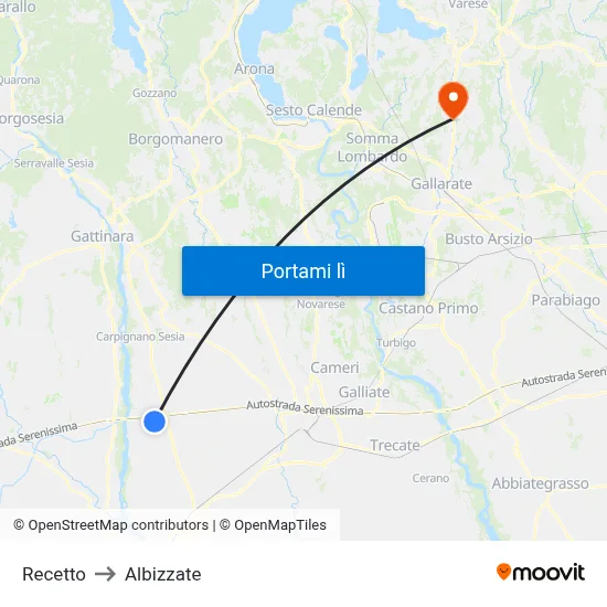 Recetto to Albizzate map