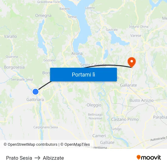 Prato Sesia to Albizzate map