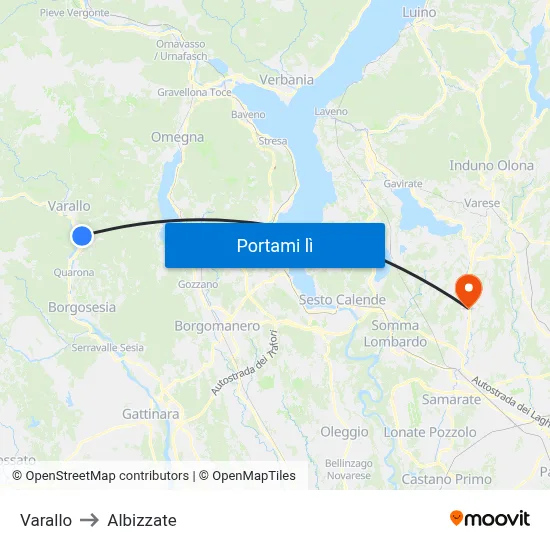 Varallo to Albizzate map