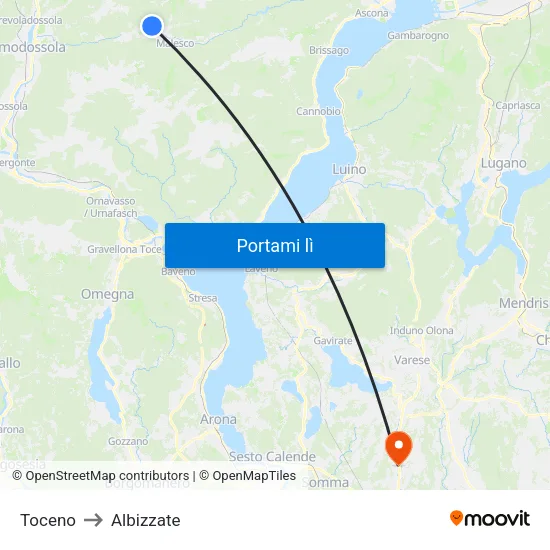 Toceno to Albizzate map