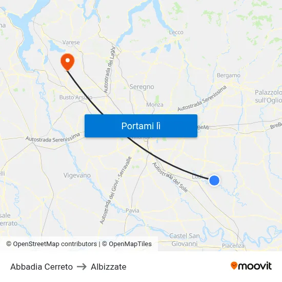 Abbadia Cerreto to Albizzate map
