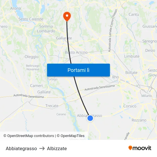 Abbiategrasso to Albizzate map
