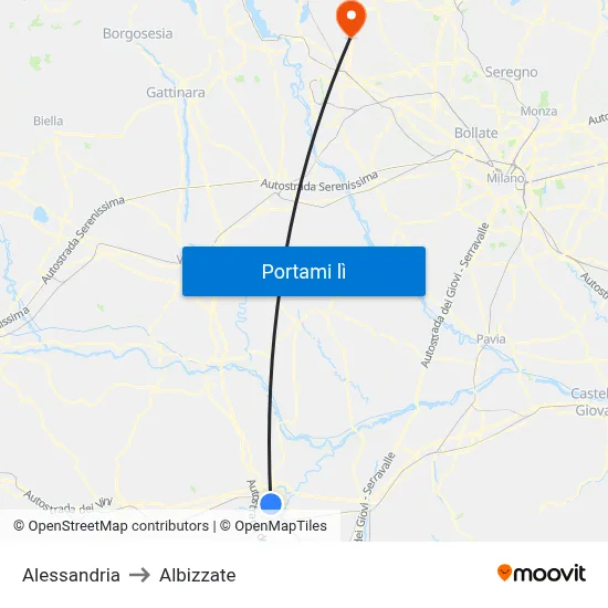 Alessandria to Albizzate map