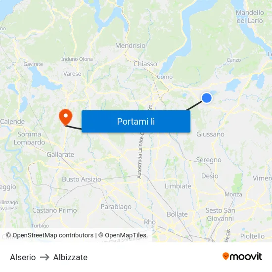 Alserio to Albizzate map