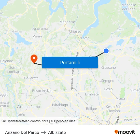 Anzano Del Parco to Albizzate map