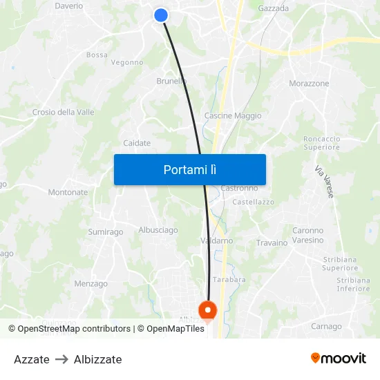 Azzate to Albizzate map