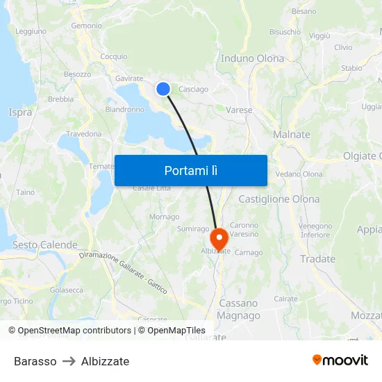 Barasso to Albizzate map