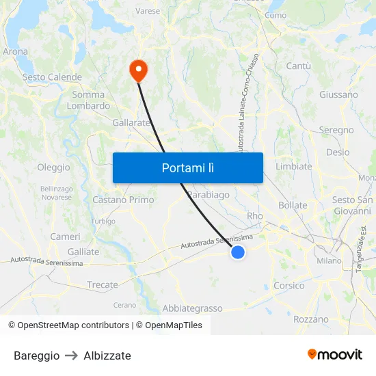 Bareggio to Albizzate map