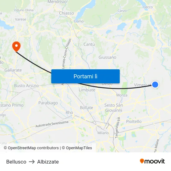 Bellusco to Albizzate map