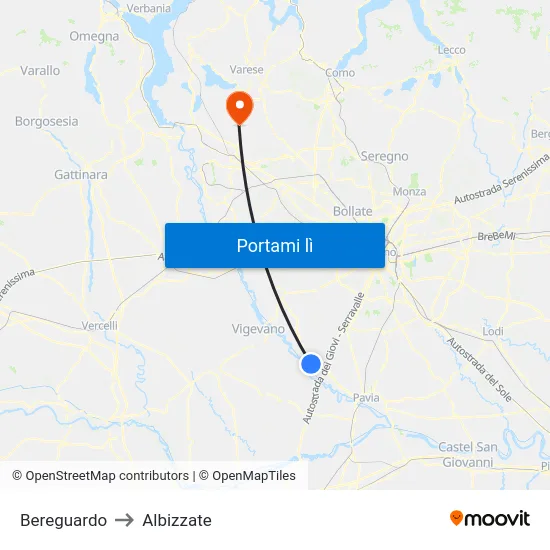 Bereguardo to Albizzate map