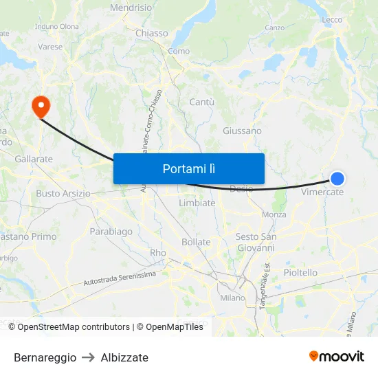 Bernareggio to Albizzate map