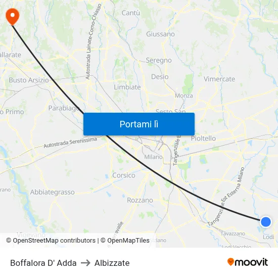 Boffalora D' Adda to Albizzate map