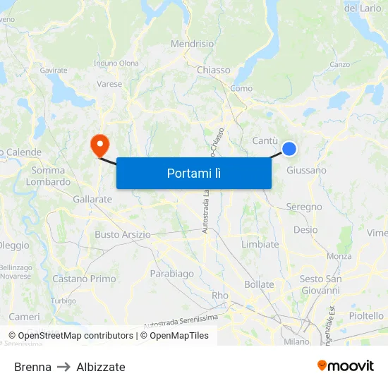 Brenna to Albizzate map
