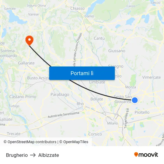 Brugherio to Albizzate map