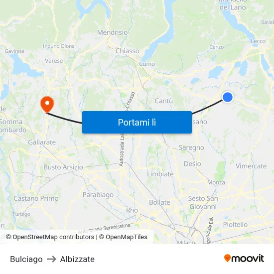Bulciago to Albizzate map