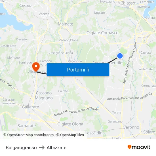 Bulgarograsso to Albizzate map