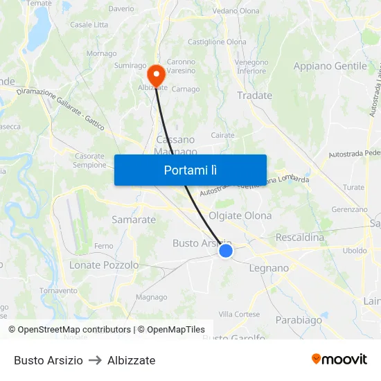 Busto Arsizio to Albizzate map
