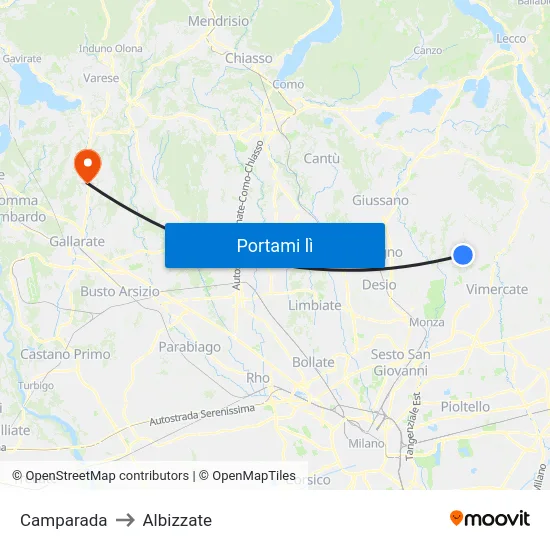 Camparada to Albizzate map