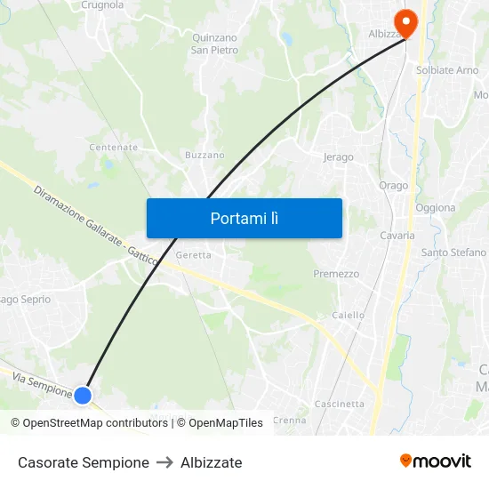 Casorate Sempione to Albizzate map