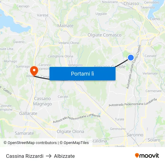 Cassina Rizzardi to Albizzate map