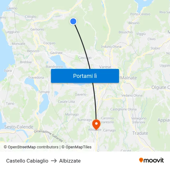 Castello Cabiaglio to Albizzate map