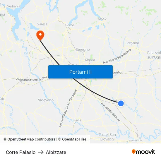 Corte Palasio to Albizzate map