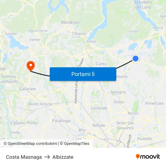 Costa Masnaga to Albizzate map