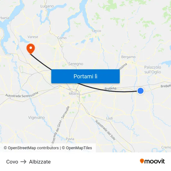 Covo to Albizzate map