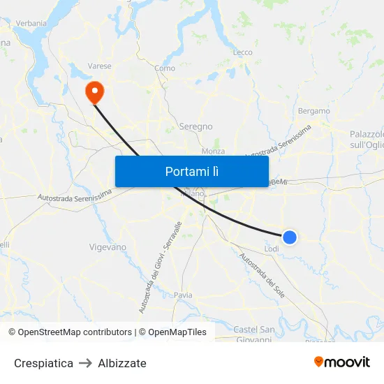 Crespiatica to Albizzate map