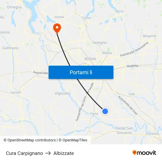 Cura Carpignano to Albizzate map
