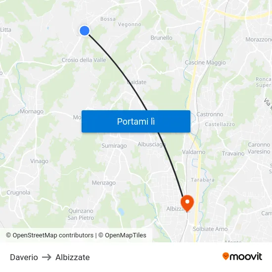 Daverio to Albizzate map