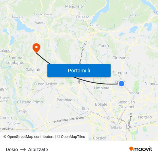 Desio to Albizzate map