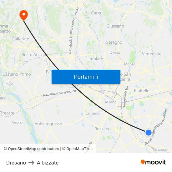 Dresano to Albizzate map