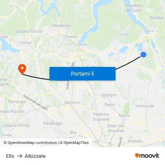 Ello to Albizzate map