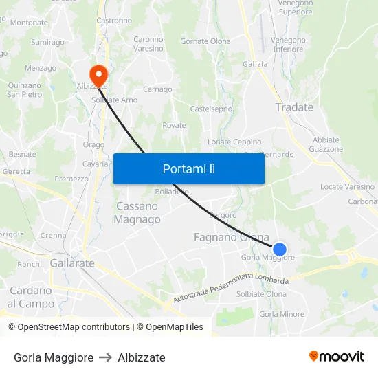 Gorla Maggiore to Albizzate map