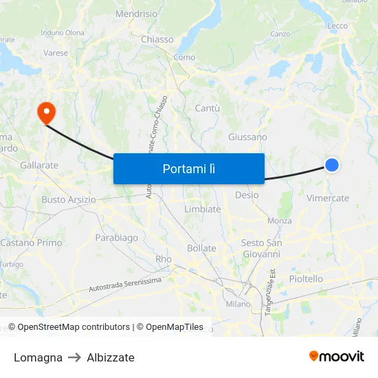 Lomagna to Albizzate map