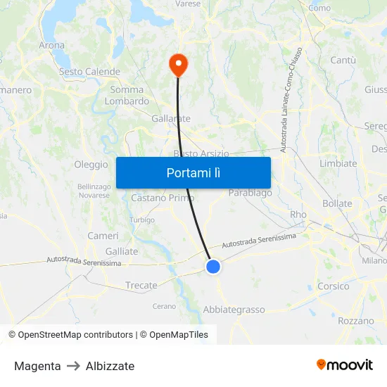 Magenta to Albizzate map
