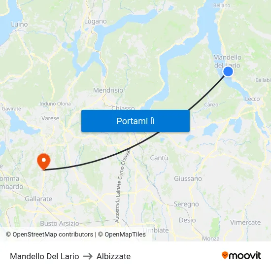 Mandello Del Lario to Albizzate map