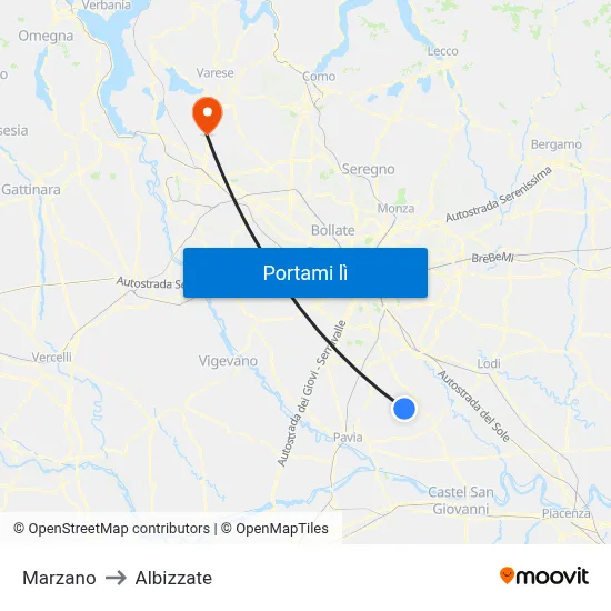 Marzano to Albizzate map